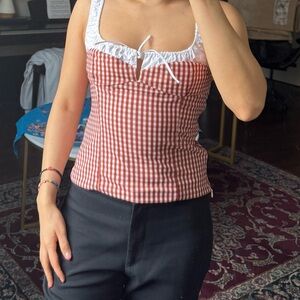 Red and White Gingham Top